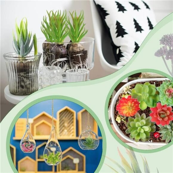 50 Fake Succulent Plants Mini Artificial Cactus Bulk Home Decor DIY Picks Set - Picture 6 of 7